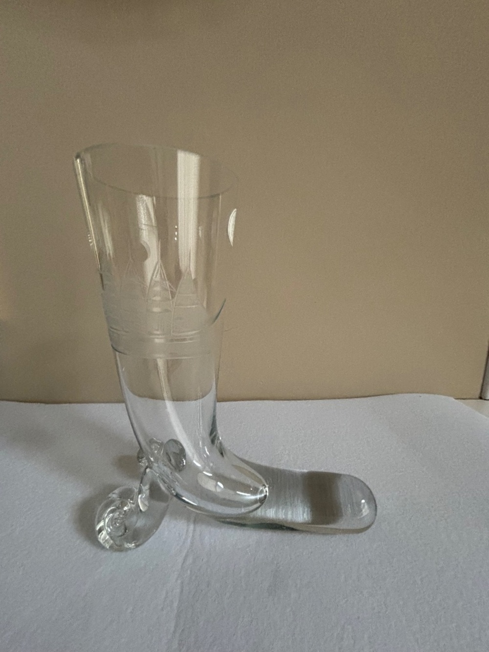 Horn of Plenty Cornucopia with Etched Sailing Ship